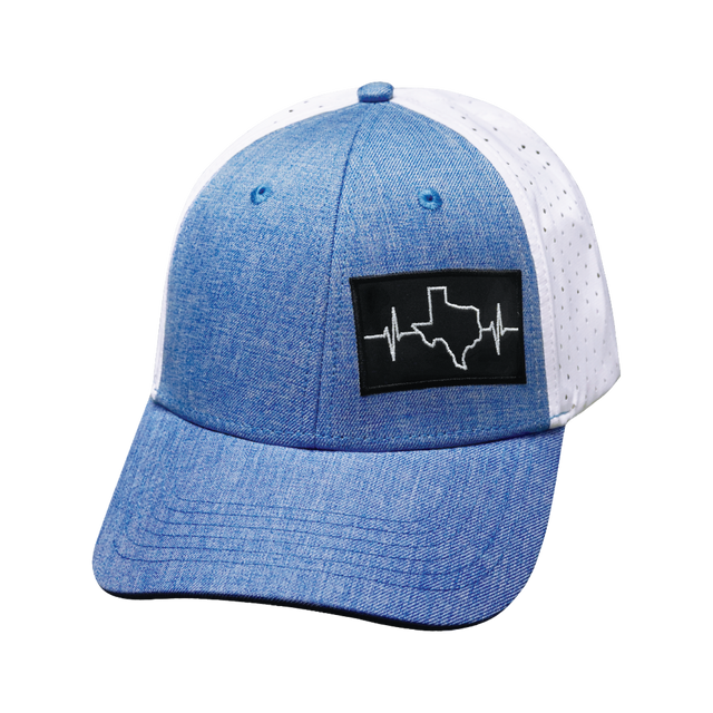 Texas Hat, Low Profile, Ponytail Hat, Snapback Hat, Light Blue, White, Mens Hat, Womens Hat, Front Picture 