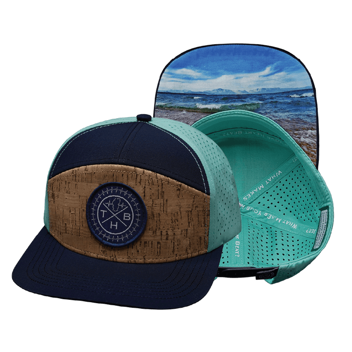 THB Hat - Flat Bill - Cork - Navy / Teal - Laser Mesh