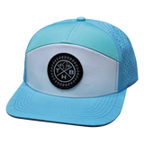 THB Hat, Flat Bill, Snapback Hat, Light Blue, White, Teal, Mens Hat, Womens Hat, Front Picture 