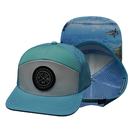THB Hat, Flat Bill, Snapback Hat, Light Blue, White, Teal, Mens Hat, Womens Hat, Main Picture 