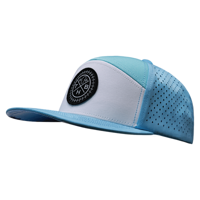 THB Hat, Flat Bill, Snapback Hat, Light Blue, White, Teal, Mens Hat, Womens Hat, Side Picture 