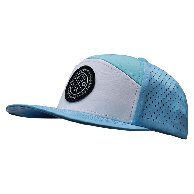 THB Hat, Flat Bill, Snapback Hat, Light Blue, White, Teal, Mens Hat, Womens Hat, Side Picture 