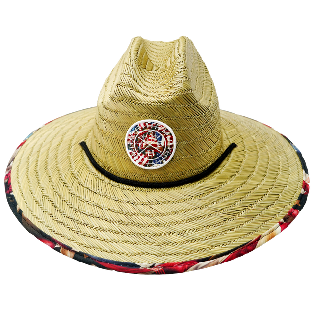 THB Straw, Sun Hat, American Flag, Mens Straw Hat, Womens Straw Hat, Front Picture