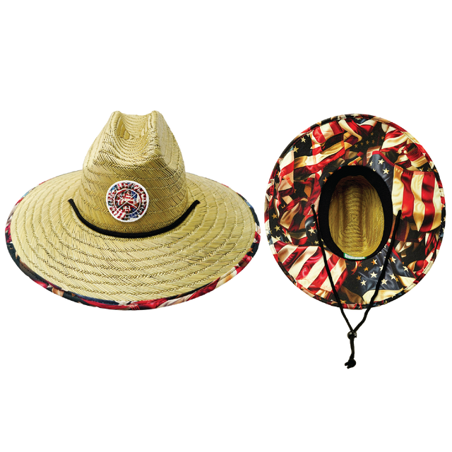 THB Straw, Sun Hat, American Flag, Mens Straw Hat, Womens Straw Hat, Main Picture