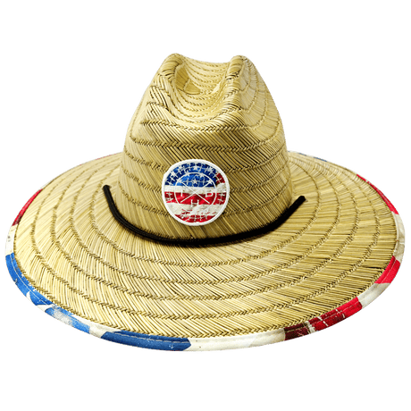 THB Straw, Sun Hat, American Flag Vintage, Mens Straw Hat, Womens Straw Hat, Front Picture