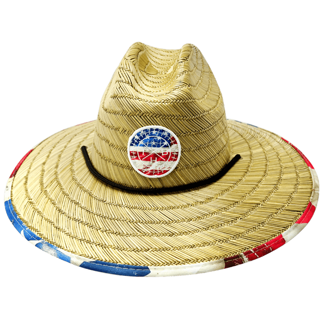 THB Straw, Sun Hat, American Flag Vintage, Mens Straw Hat, Womens Straw Hat, Front Picture