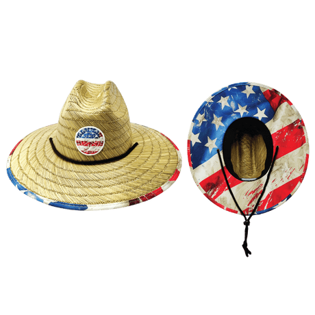 THB Straw, Sun Hat, American Flag Vintage, Mens Straw Hat, Womens Straw Hat, Main Picture
