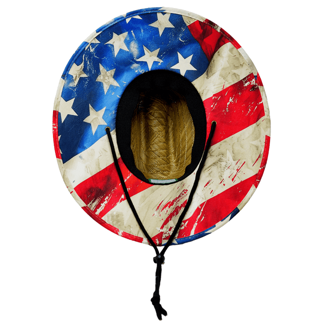 THB Straw, Sun Hat, American Flag Vintage, Mens Straw Hat, Womens Straw Hat, Underbill Picture