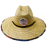 THB Straw, Sun Hat, American Flag Vintage Wood, Mens Straw Hat, Womens Straw Hat, Front Picture