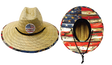 THB Straw, Sun Hat, American Flag Vintage Wood, Mens Straw Hat, Womens Straw Hat, Main Picture