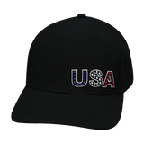 USA Hat, Baseball Hat Fit, Snapback Hat, Black, Mens Hat, Womens Hat, Front Picture