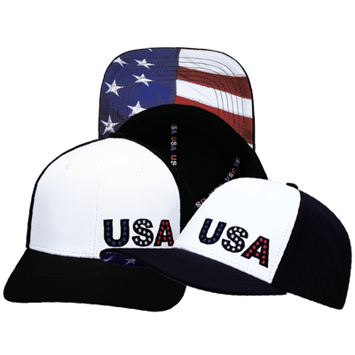 USA Hat, Baseball Hat Fit Snapback Hat, Black, White, Mens Hat, Womens Hat, Main Picture