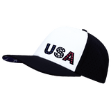 USA Hat, Baseball Hat Fit Snapback Hat, Black, White, Mens Hat, Womens Hat, Side Picture