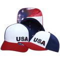 USA 250 Hat - Baseball Hat Fit - Dark Red / White / Navy - Laser Mesh