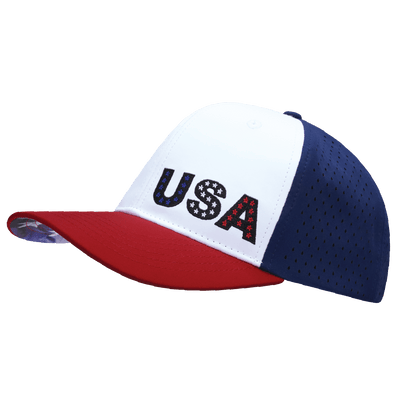 USA Hat, Flat Bill, Snapback Hat, Dark Red, White, Navy, Mens Hat, Womens Hat, Side Picture