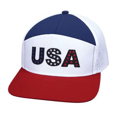USA Hat, Flat Bill, Snapback Hat, Dark Red, White, Navy, Mens Hat, Womens Hat, Front Picture