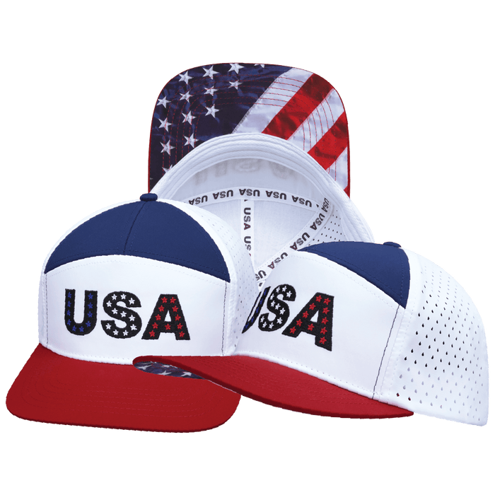 USA Hat, Flat Bill, Snapback Hat, Dark Red, White, Navy, Mens Hat, Womens Hat, Main Picture