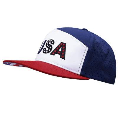 USA Hat, Flat Bill, Snapback Hat, Dark Red, White, Navy, Mens Hat, Womens Hat, Side Picture