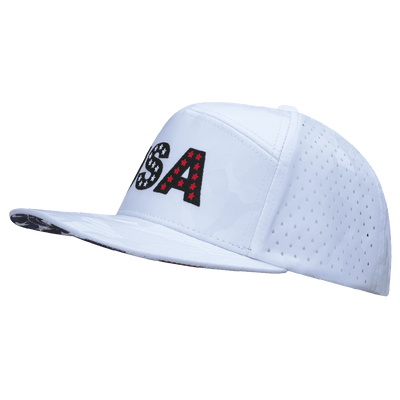 USA Hat, Flat Bill, Snapback Hat, White Camo, Mens Hat, Womens Hat, Side Picture