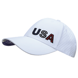 USA Hat, Low Profile, Ponytail Snapback Hat, White, Mens Hat, Womens Hat, Side Picture