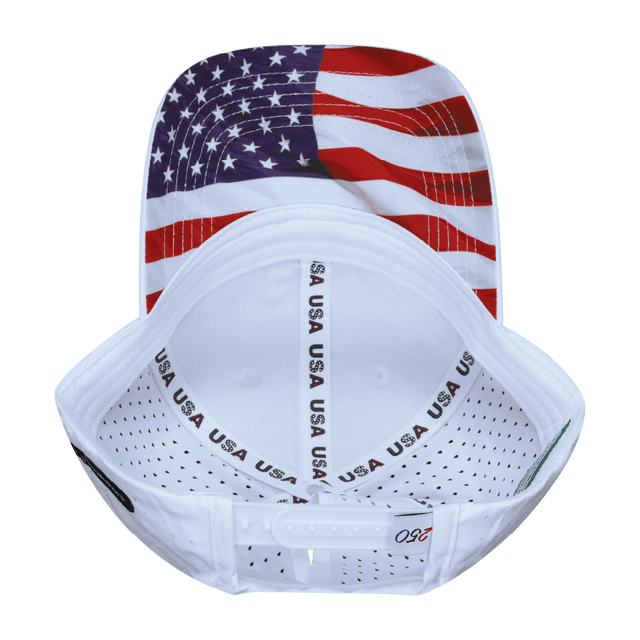 USA Hat, Low Profile, Ponytail Snapback Hat, White, Mens Hat, Womens Hat, Underbill Picture