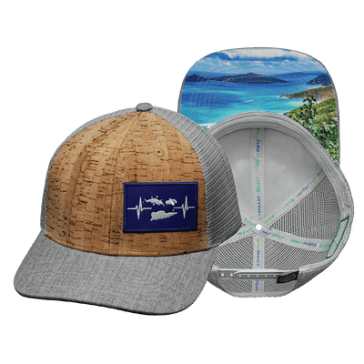 Virgin Islands Hat — Baseball Hat Fit, Cork, Heather Gray / Gray, Trucker Mesh