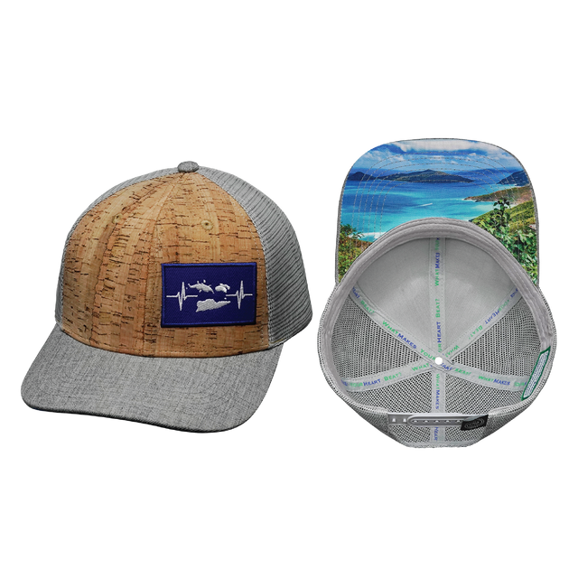 Viirgin Islands Hat, Baseball Hat, Snapback Hat, Cork, Heather Gray, Gray, Mens Hat, Womens Hat, Main Picture