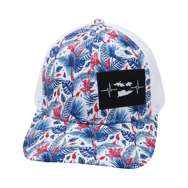 Virgin Islands Hat, Baseball Hat, Snapback Hat, Floral, White, Mens Hat, Womens Hat, Front Picture