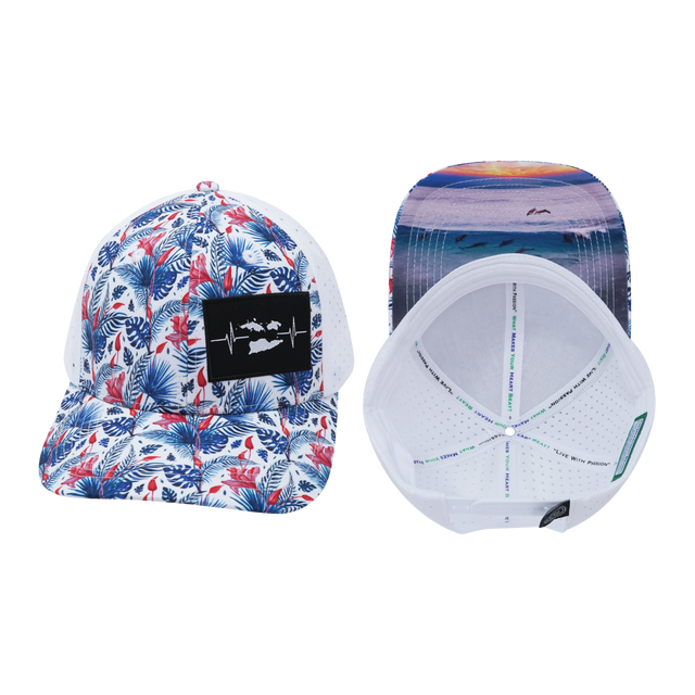 Virgin Islands Hat, Baseball Hat, Snapback Hat, Floral, White, Mens Hat, Womens Hat, Main Picture