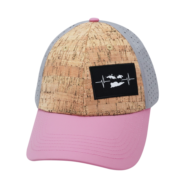 Virgin Islands Hat, Low Profile, Snapback Hat, Cork, Pink, Gray, Mens Hat, Womens Hat, Front Picture 