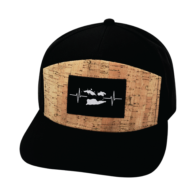 Virgin Islands Hat, Flat Bill, Snapback Hat, Cork, Black, Mens Hat, Womens Hat, Front Picture