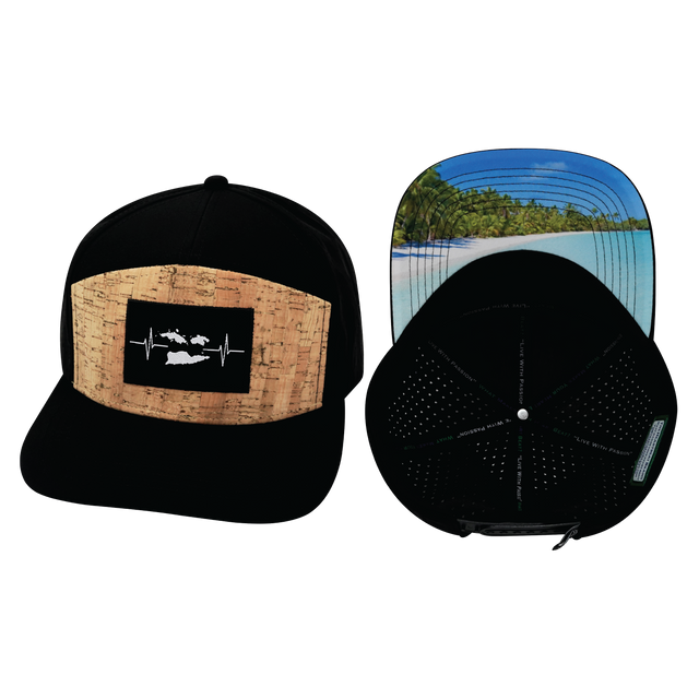 Virgin Islands Hat, Flat Bill, Snapback Hat, Cork, Black, Mens Hat, Womens Hat, Main Picture