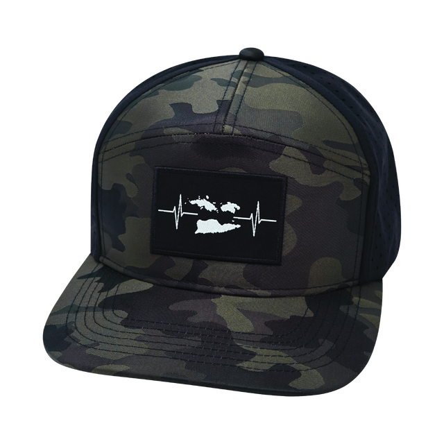 Virgin Islands Hat, Flat Bill, Snapback Hat, Green Camo, Black, Mens Hat, Womens Hat, Front Picture