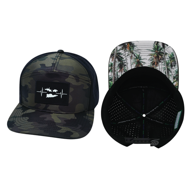 Virgin Islands Hat, Flat Bill, Snapback Hat, Green Camo, Black, Mens Hat, Womens Hat, Main Picture