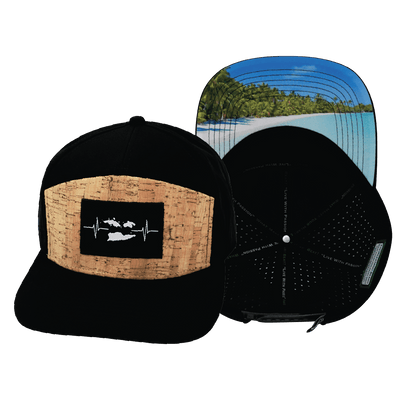 Virgin Islands Hat — Flat Bill, Cork, Black, Laser Mesh