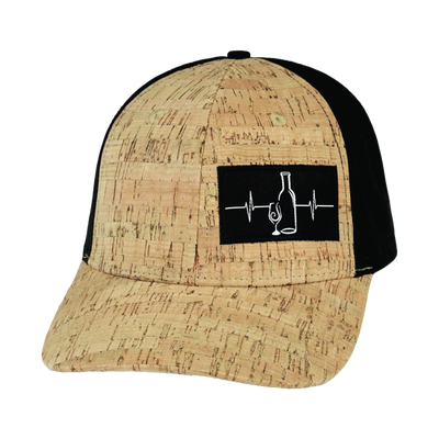 Wine Hat, Baseball Hat, Snapback Hat, Cork, Black, Mens Hat, Womens Hat, Front Picture
