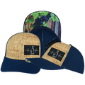 Wine Hat - Baseball Hat Fit - Cork - Navy - Laser Mesh