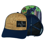 Wine Hat, Baseball Hat, Snapback Hat, Cork, Navy, Mens Hat, Womens Hat, Main Picture