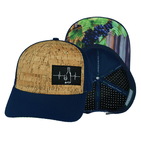 Wine Hat, Baseball Hat, Snapback Hat, Cork, Navy, Mens Hat, Womens Hat, Main Picture
