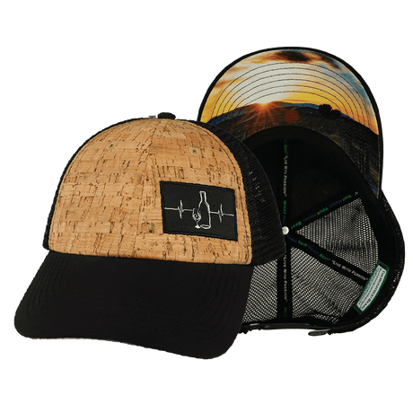 Wine Hat, Dad Hat, Snapback, Cork, Black, Mens Hat, Womens Hat, Main Picture