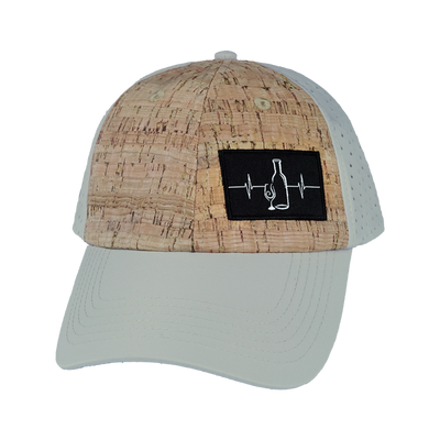 Wine Hat, Dad Hat, Snapback, Cork, Gray, Mens Hat, Womens Hat, Front Picture