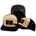 Wine Hat - Flat Bill - Cork - Black / Tan - Laser Mesh