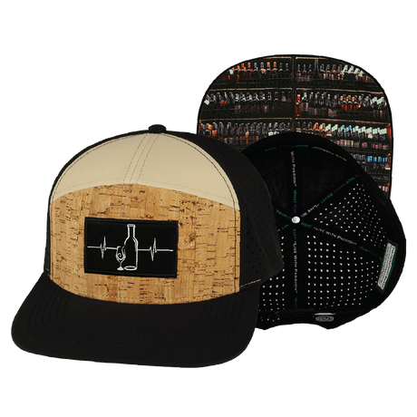 Wine Hat, Flat Bill, Snapback Hat, Cork, Black, Tan, Mens Hat, Womens Hat, Main Picture