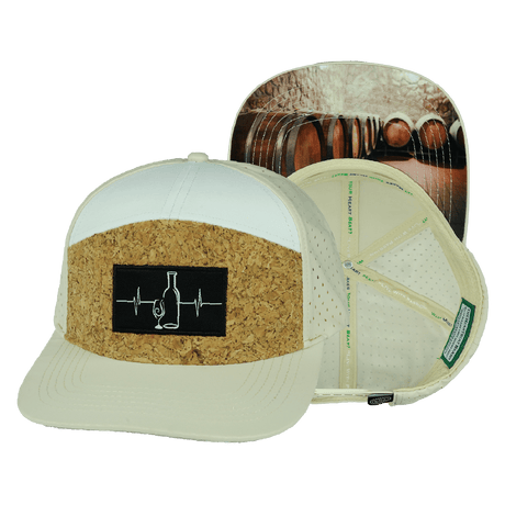 Wine Hat, Flat Bill, Snapback Hat, Cork, Cream, White, Mens Hat, Womens Hat, Main Picture