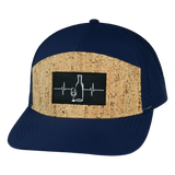 Wine Hat, Flat Bill, Snapback Hat, Cork, Navy, Mens Hat, Womens Hat, Front Picture