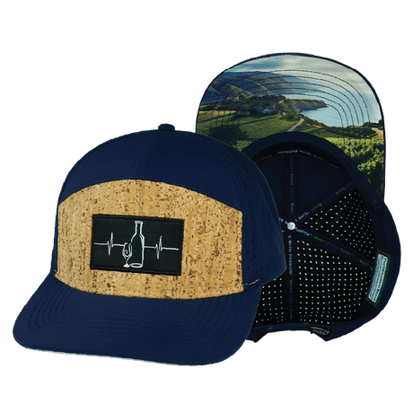 Wine Hat, Flat Bill, Snapback Hat, Cork, Navy, Mens Hat, Womens Hat, Main Picture