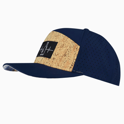 Wine Hat, Flat Bill, Snapback Hat, Cork, Navy, Mens Hat, Womens Hat, Side Picture