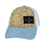 Wine Hat, Low Profile, Ponytail, Snapback Hat, Cork, Baby Blue, White, Mens Hat, Womens Hat, Front Picture 