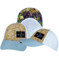 Wine Hat - Low Profile - Ponytail - Cork - Baby Blue / White - Laser Mesh