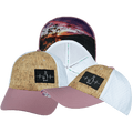 Wine Hat - Low Profile - Ponytail - Cork - Dusty Pink / White - Laser Mesh
